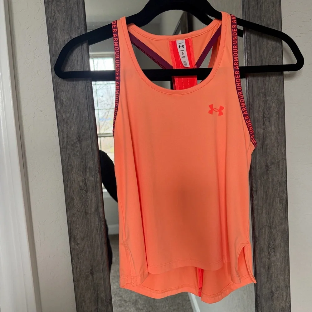 Girls Under Armour Orange Tank & Short Set - Picture 3 of 7